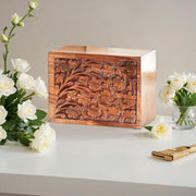 Tree of Life Cremation Urn for Pet or Small Keepsake Ashes – Hand Carved Wood Memorial Urn Box, 30 Cu In, Wholesale Case of 44